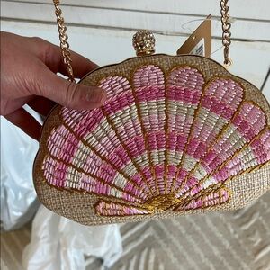 Gold & pink Shell Crossbody Bag
